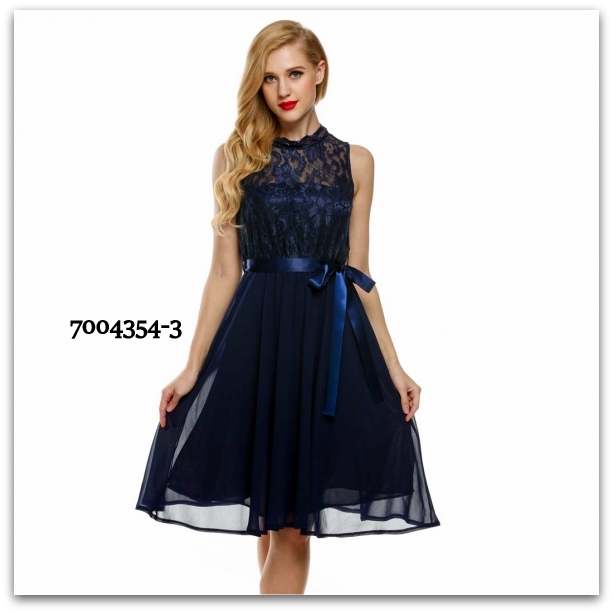 Plesové šaty s krajkou MINI 7004354-3 modrá