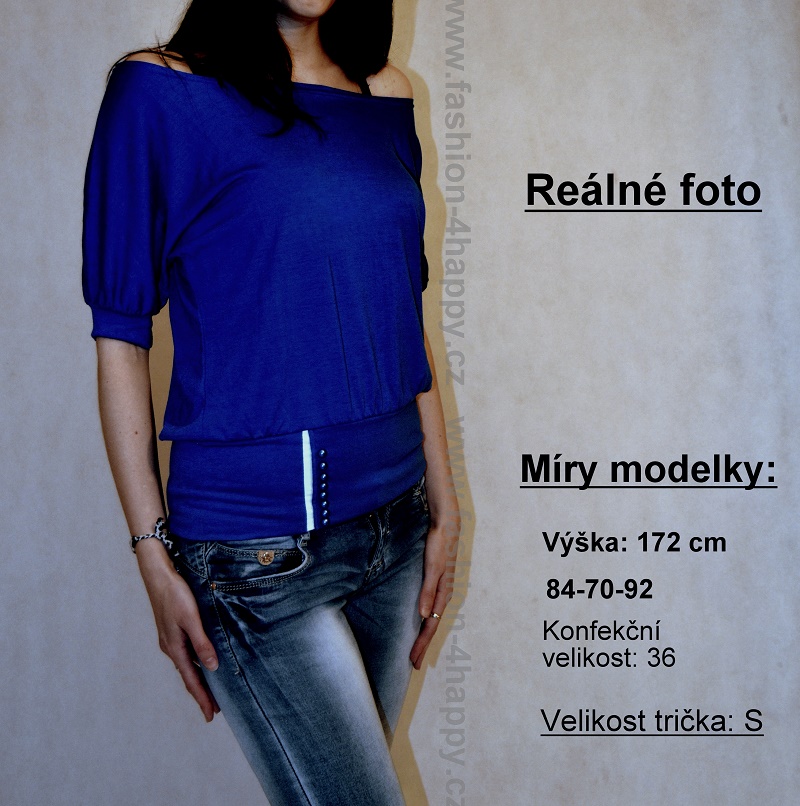 Dámské TRIČKO s netopýřím rukávem 73109-1 modrá XS/S