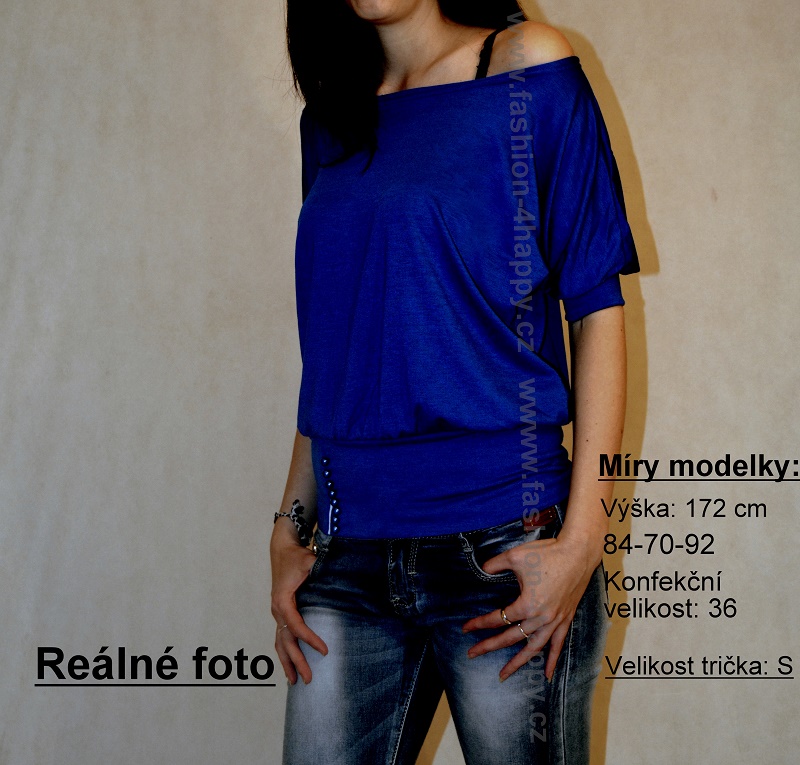Dámské TRIČKO s netopýřím rukávem 73109-1 modrá XS/S