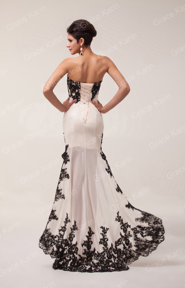 Luxusní společenské ŠATY GRACE KARIN GK 6044 smetanová XXL / 44