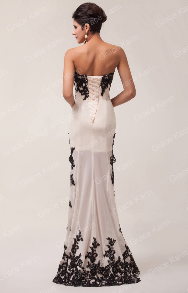 Luxusní společenské ŠATY GRACE KARIN GK 6044 smetanová XXL / 44