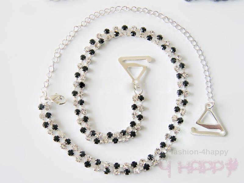 RAMÍNKA OZDOBNÁ k podprsence s kamínky 900109-3 stříbrná / černá