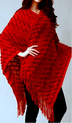 PONCHO/PONČO SVETR pletený 7025085-4 červená UNI