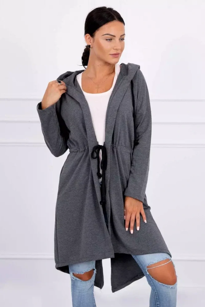Dámská dlouhá MIKINA / BUNDA kardigan OVERSIZE 8998-11 šedá - univerzální S/M/L