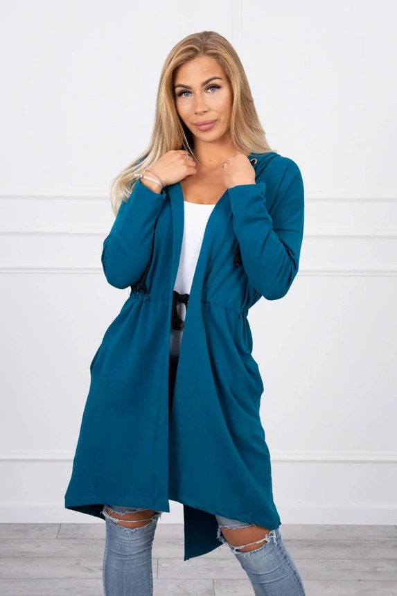 Dámská dlouhá MIKINA / BUNDA kardigan OVERSIZE 8998-3 modrá - univerzální S/M/L