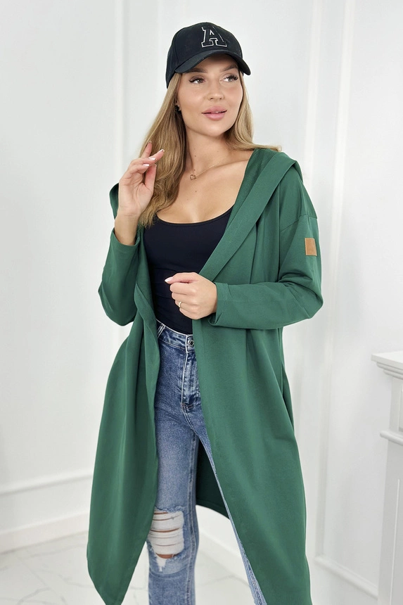 Dámský kardigan / kabátek /mikina OVERSIZE 9077-9 zelená - univerzální S/M/L