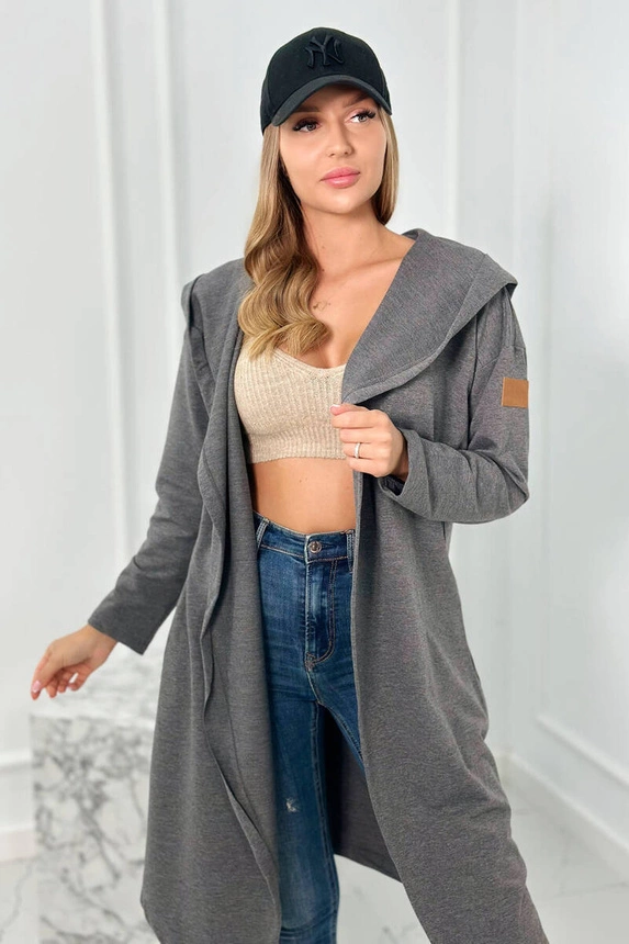 Dámský kardigan / kabátek /mikina OVERSIZE 9077-51 tmavě šedá - univerzální S/M/L