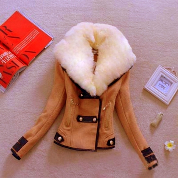 Dámská bunda krátká flauš 7033630-1 hnědá camel M