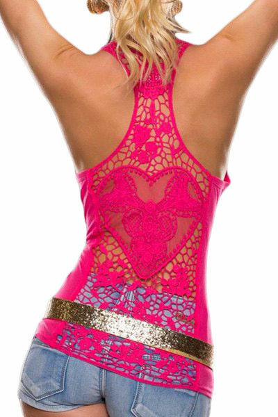 SEXY TOP s krajkovou vsadkou 125787-6 růžová XS/S/M/L