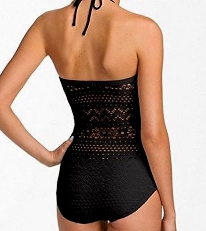 SEXY jednodílné PLAVKY / BODY krajka 142026-2 černá XXS