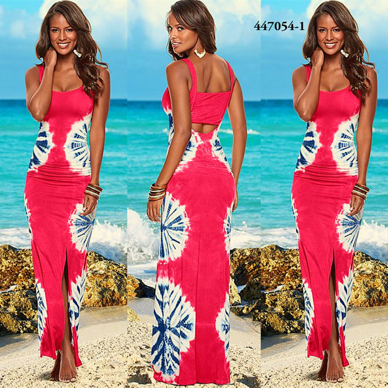 Letní dámské ŠATY dlouhé BATIKA 447054-1 růžová M/L