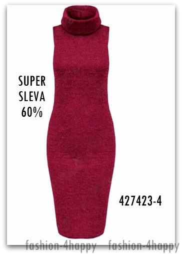 Dámské MIDI ŠATY ROLÁK 427423-4 vínová XL 60% SLEVA