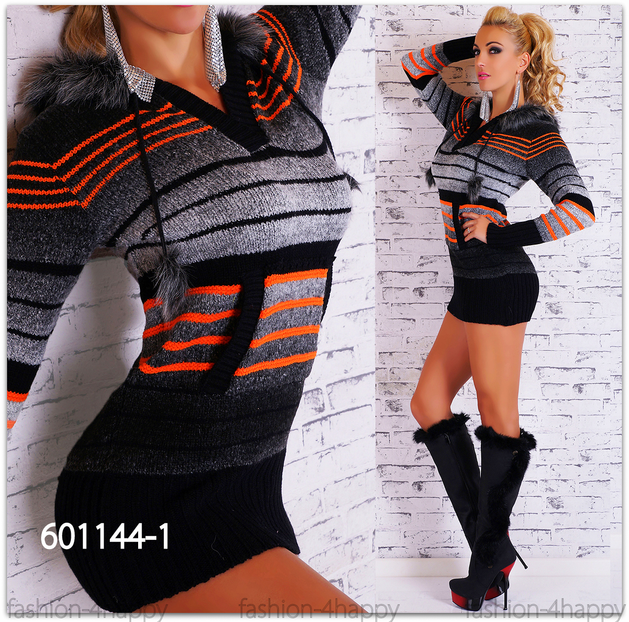 Dámský SVETR KLOKANKA dlouhý 601144-2 černá UNI S/M/L