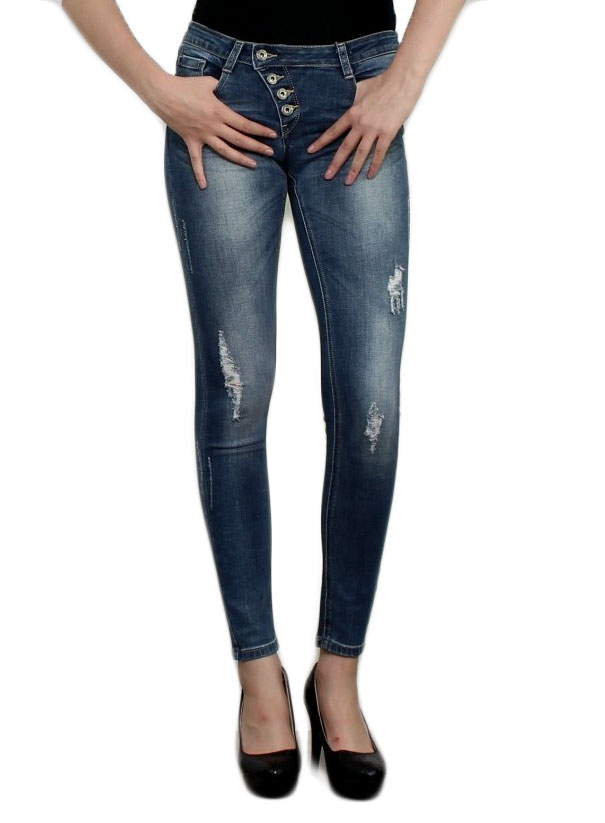 GOLDENIM Dámské džíny kalhoty PUSH - UP JEANS 1125701 modrá XS