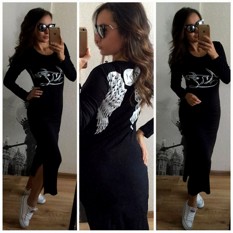 Dámské šaty a potiskem křídel "ANGEL" 427472-2 černá L/XL