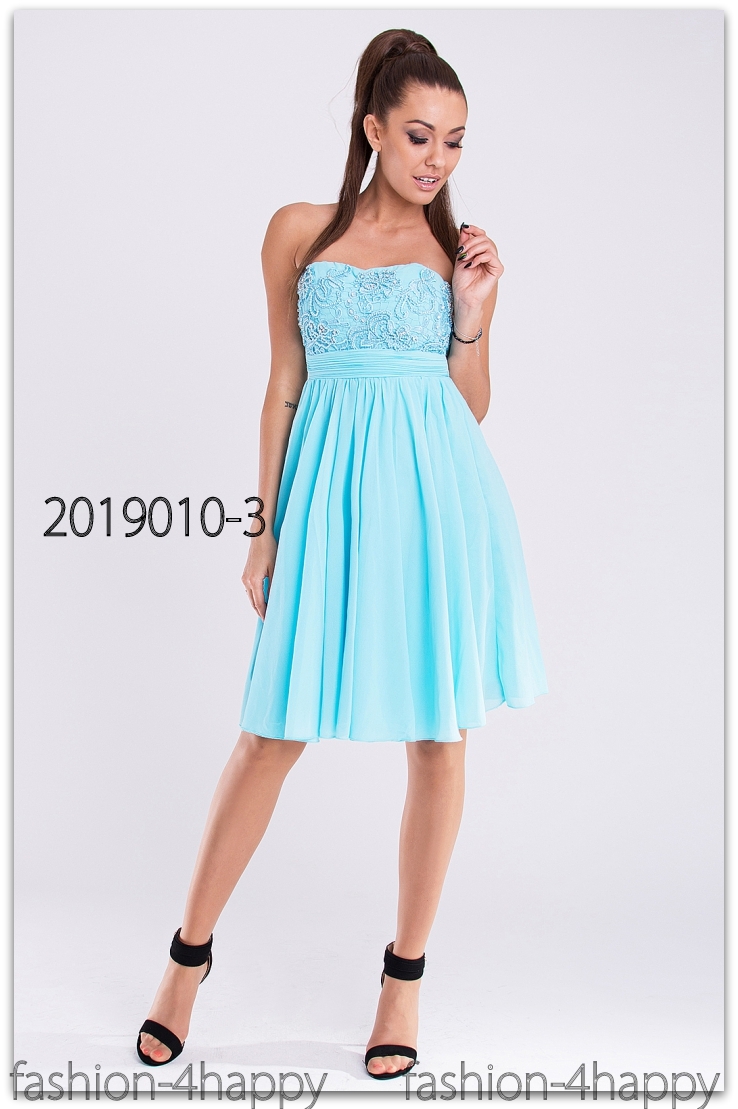 Luxusní plesové ŠATY MINI 2019010-3 světle modrá S