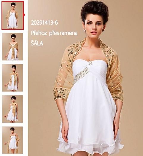 Přehoz přes ramena ŠÁLA luxusní s třásněmi 20291413-6 zlatá