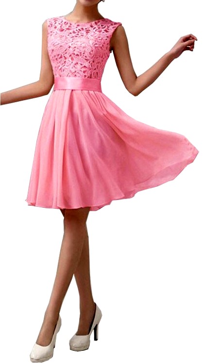 Plesové ŠATY MINI s krajkou 33771-1 sytě růžová S/M/L/XL