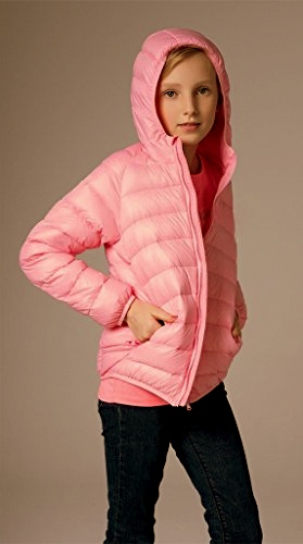 Dětská ULTRA LIGHT péřová bunda s kapucí UNISEX 9901750-5 růžová 134/140