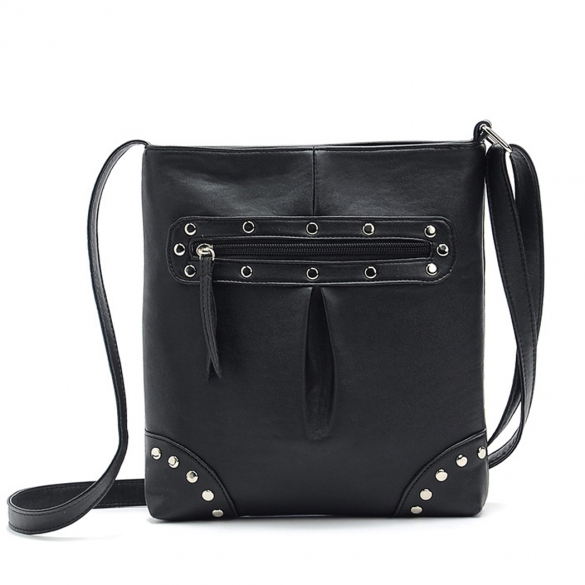 Dámská KABELKA kůže s druky přes rameno CROSSBODY černá 7029742-2