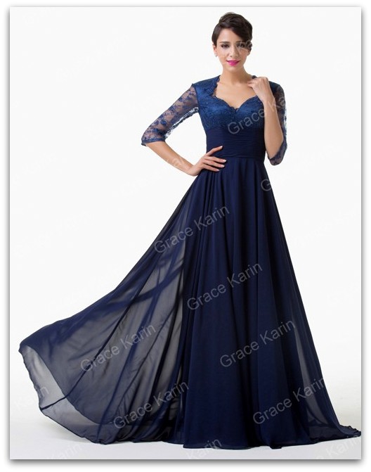 Luxusní plesové šaty GRACE KARIN dlouhé GK6234-3 modrá M / 38
