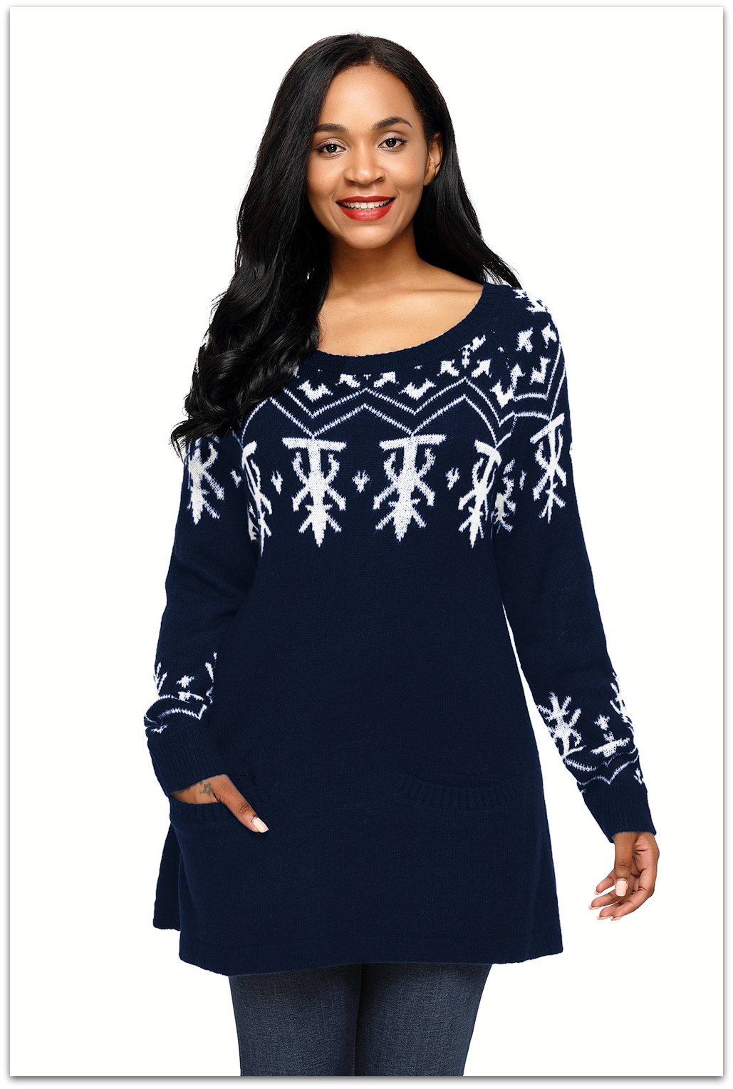 F4H Dámský svetr dlouhý 1277201-5 modrá