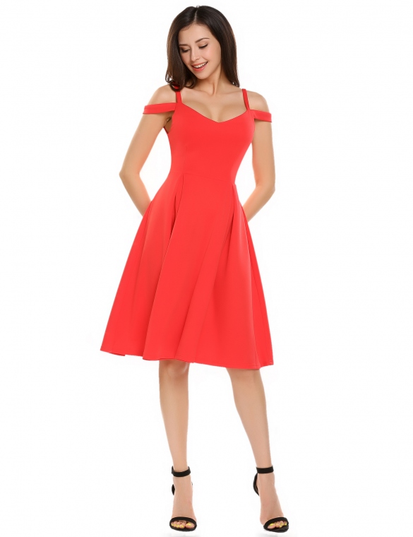 Krátké MINI ŠATY kolová sukně 7016130-1 červená M / L