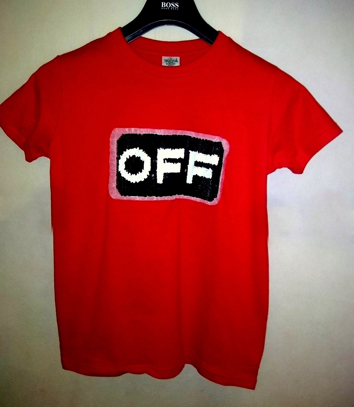 Dětské tričko ON/OFF s oboustrannými pajetkami/flitry 2018011-3 červená 110/116