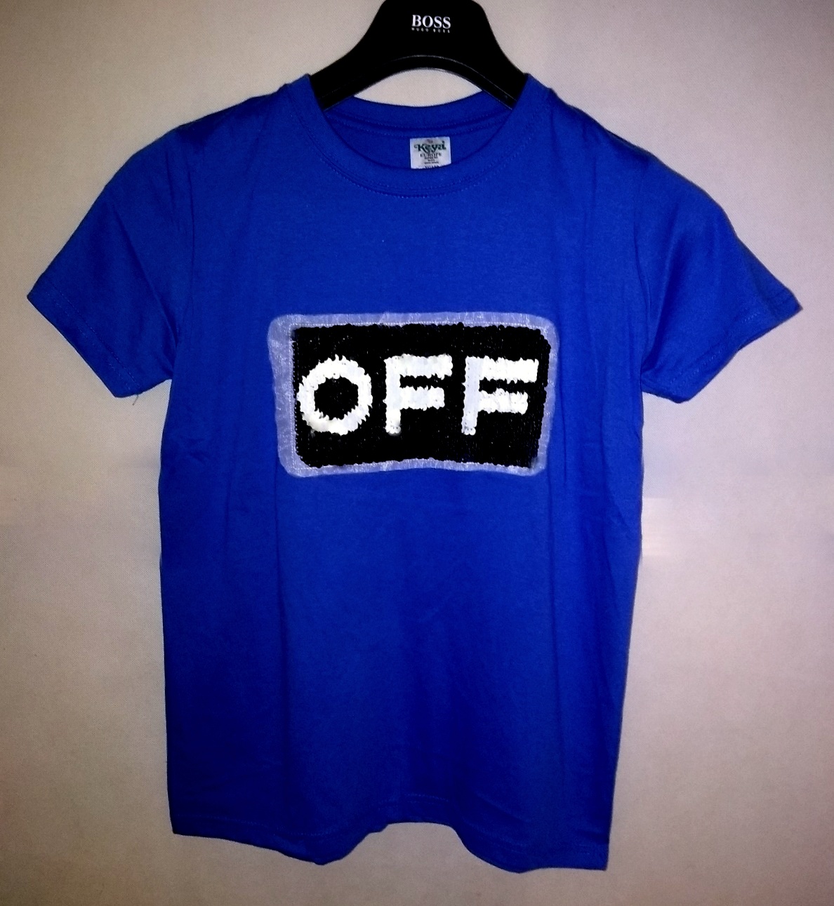 Chlapecké tričko ON/OFF s oboustrannými pajetkami/flitry 2018011-4 modrá 110/116