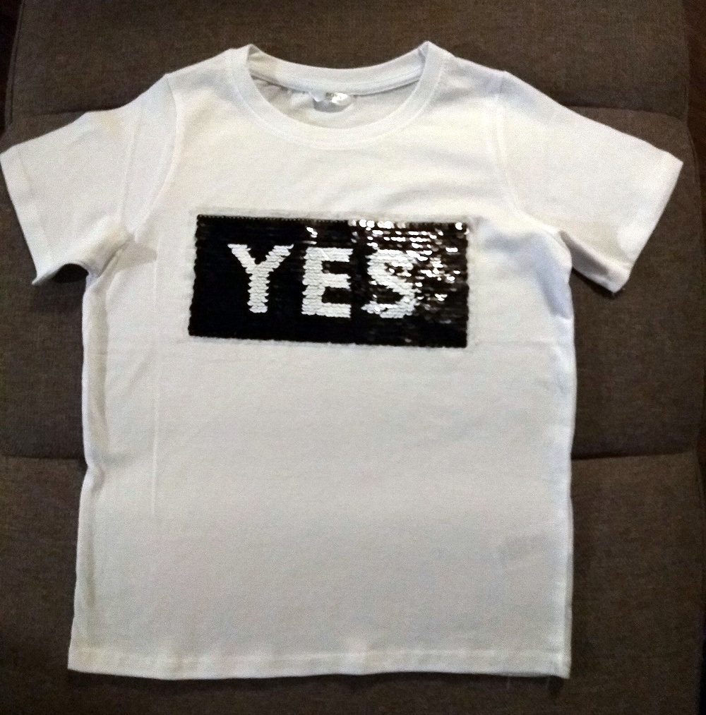 Dětské tričko měnící se flitry Yes/No 2018018-1 bílá unisex 134/140