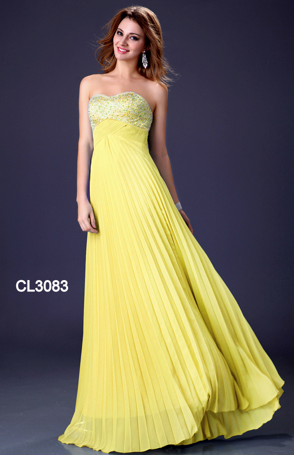 Luxusní plesové šaty GRACE KARIN dlouhé CL3083 žlutá M / 38