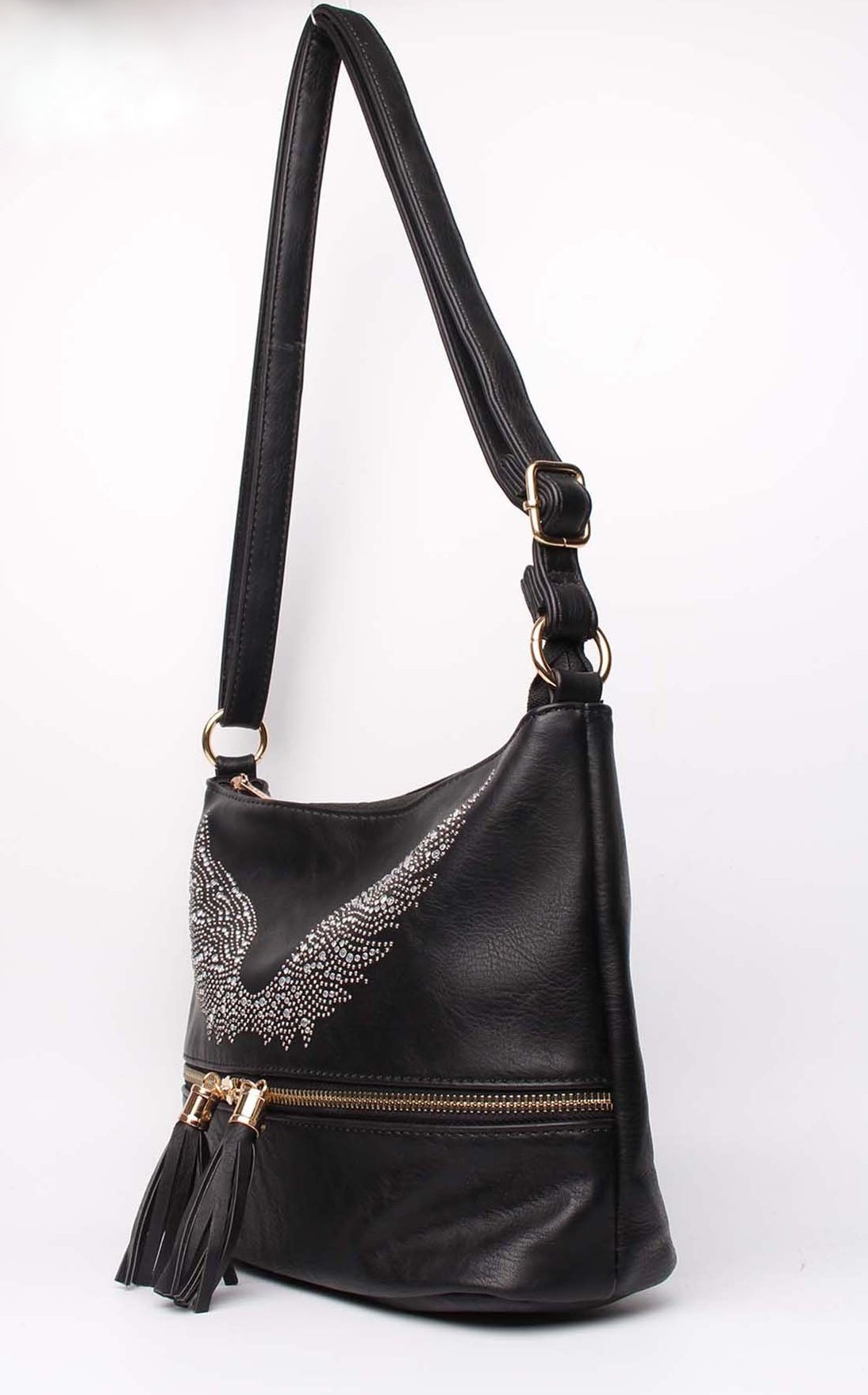 Dámská kabelka WINGS s kamínky přes rameno CROSSBODY 220741-2 černá