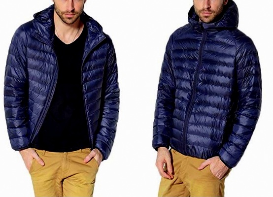 ULTRA LIGHT pánská péřová bunda s kapucí 9330172-3 modrá XXL