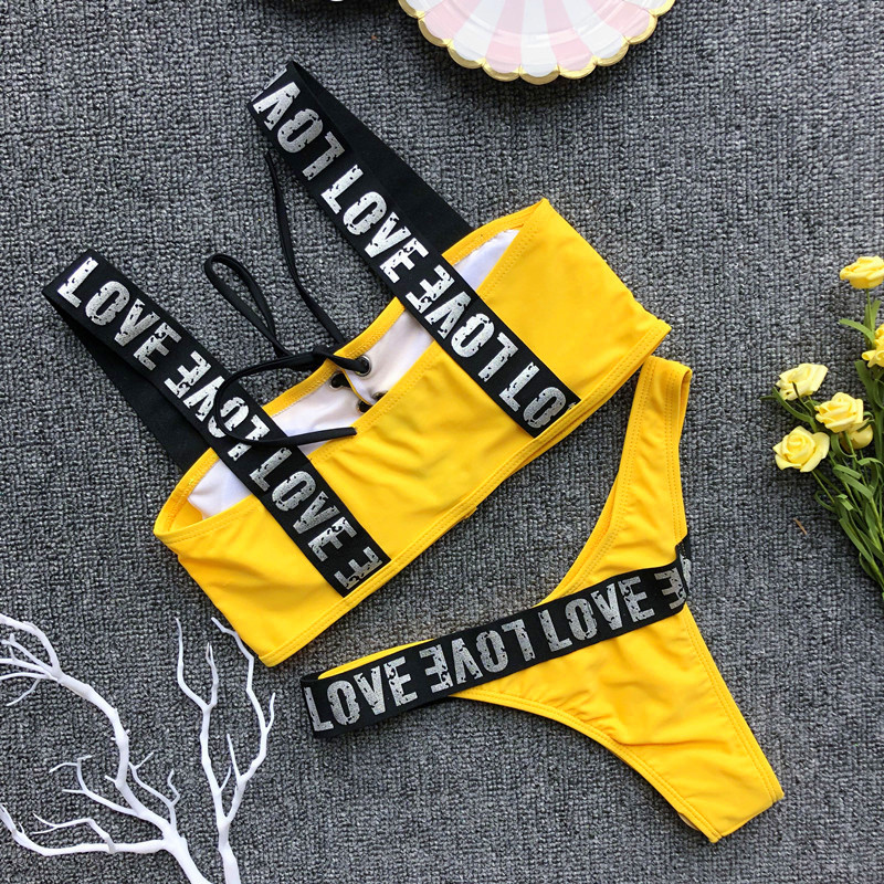 Dvoudílné dámské PLAVKY/BIKINY Brazil 604721-3 žlutá / černá XS/S