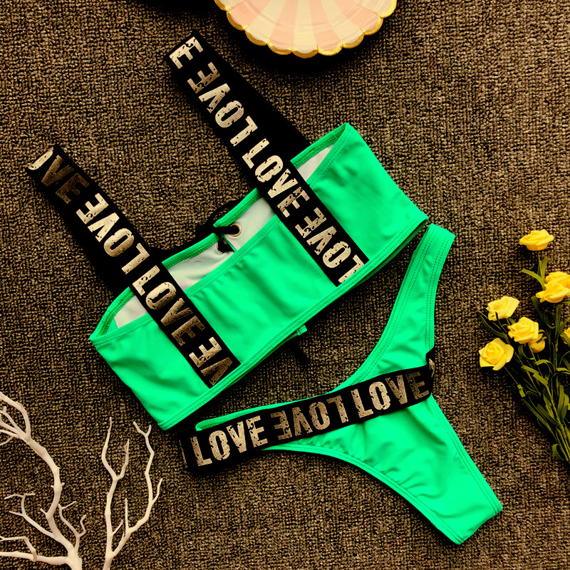 Dvoudílné dámské PLAVKY/BIKINY Brazil 604721-6 zelená / černá XS/S/M