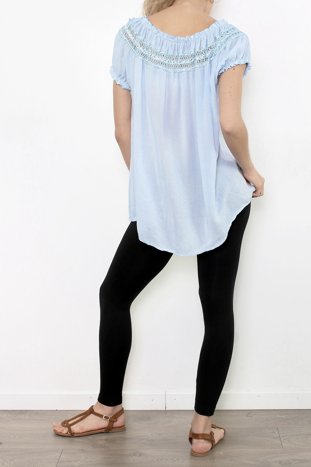 Dámská TUNIKA dlouhá s krajkou 3300897-3 modrá L/XL/XXL