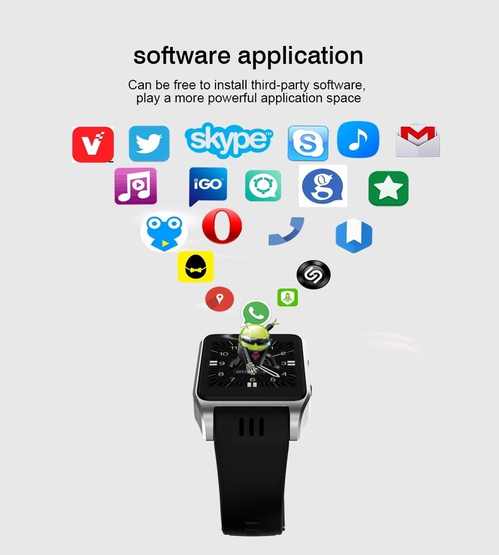 Smart Watch X86 3G chytré hodinky Android 4.4, Wifi/3G/SIM/GPS černá