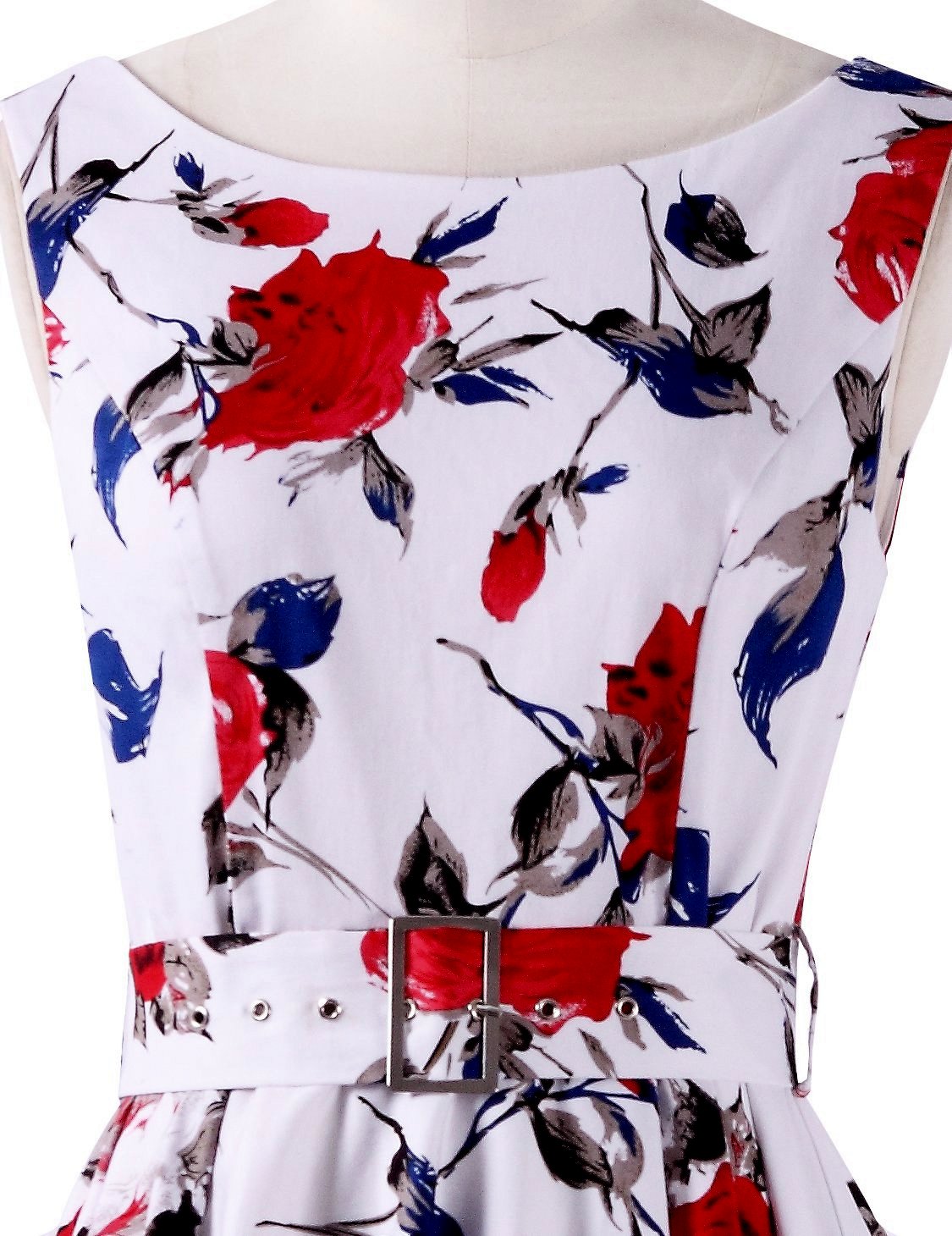 Dámské květované šaty s páskem ROSSES AS05521-1 bílá M / L