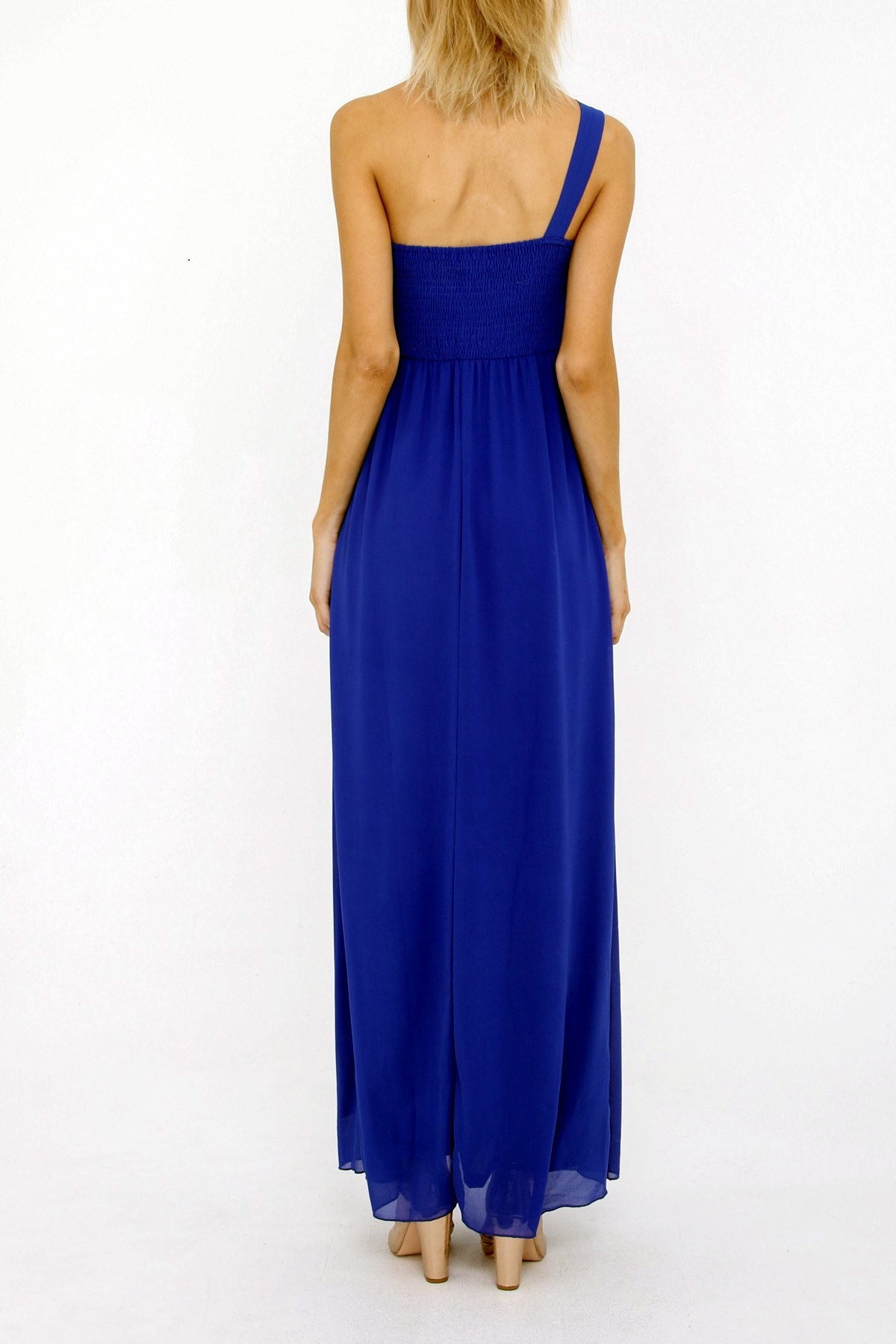 Luxusní společenské ŠATY dlouhé 3308720-3 modrá M/L