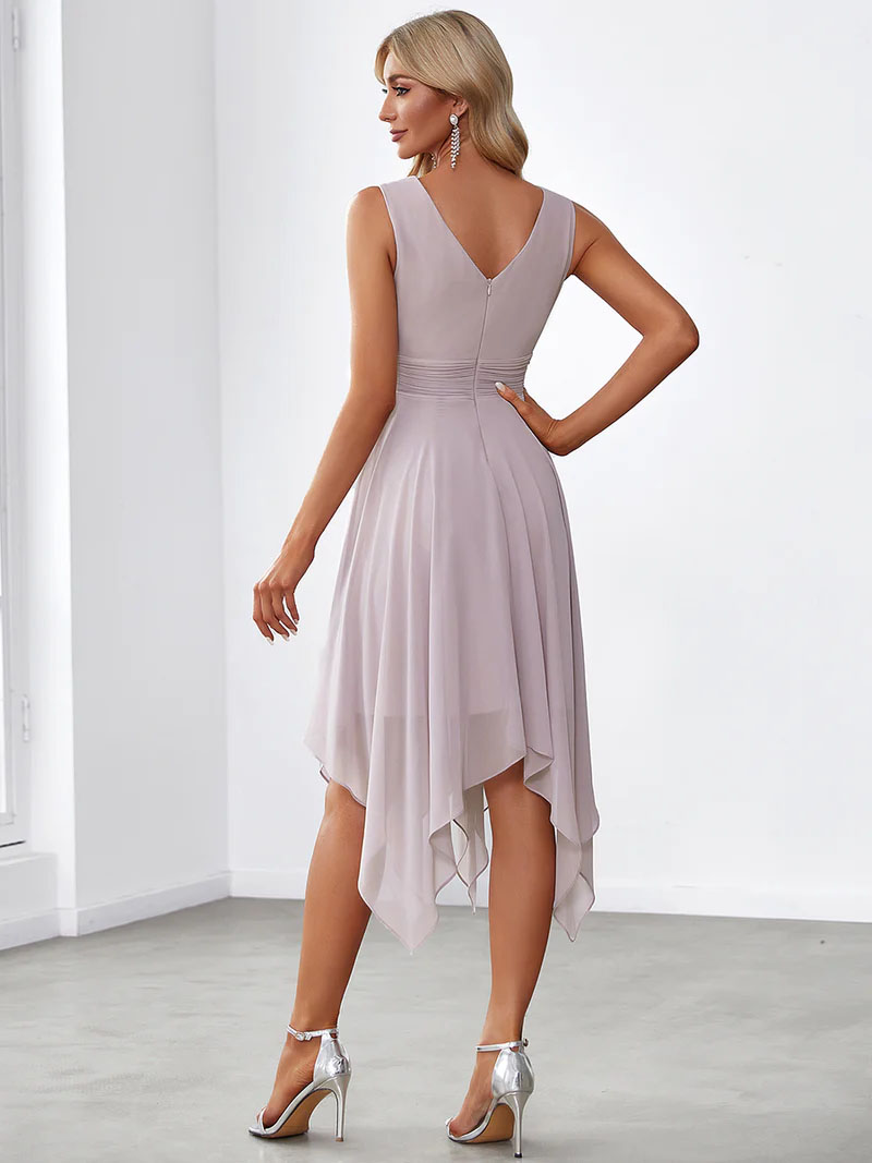 Ever Pretty Dámské šifonové šaty ke kolenům s nepravidelným lemem ES03143-1 lila S