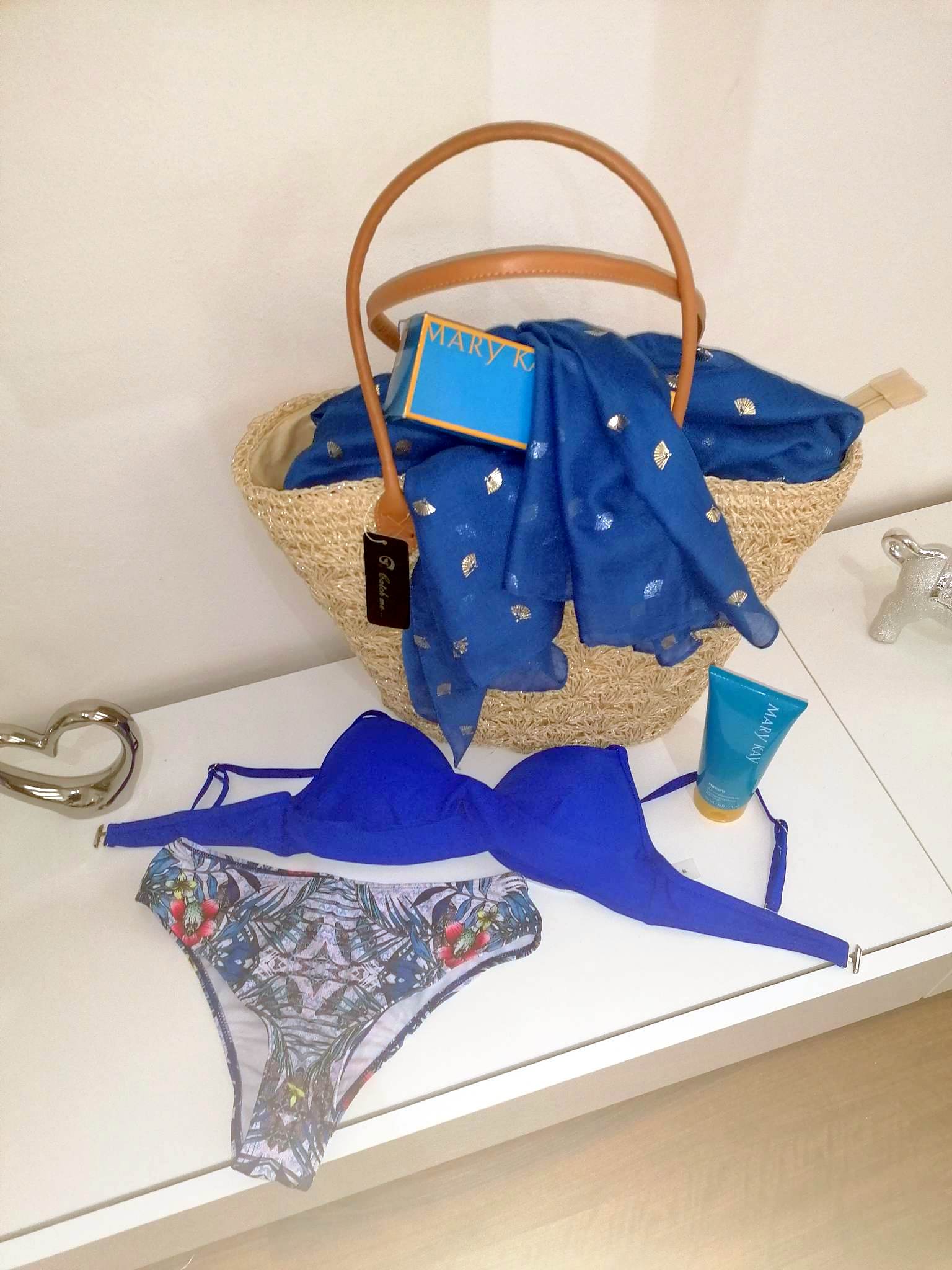 Dvoudílné dámské PLAVKY / BIKINY + KABÁTEK 301610-13 modrá S