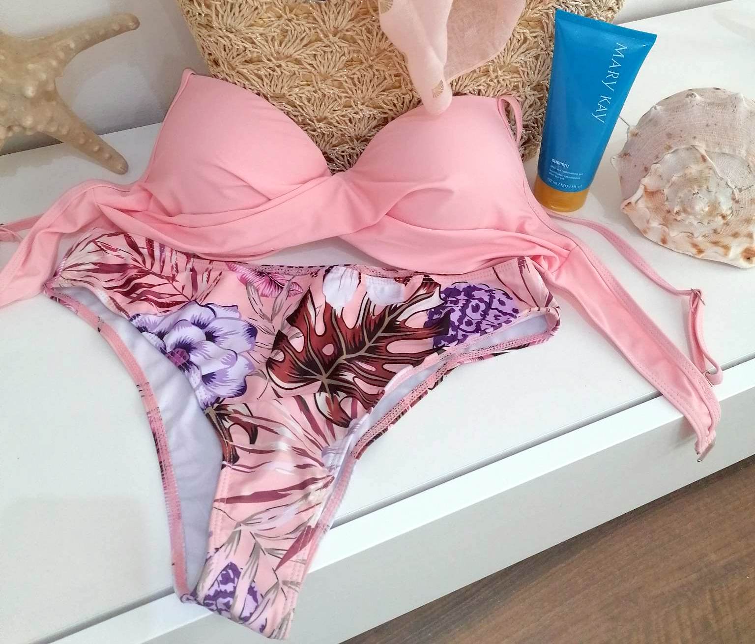 Dvoudílné dámské PLAVKY / BIKINY + KABÁTEK 301610-5 světle růžová S