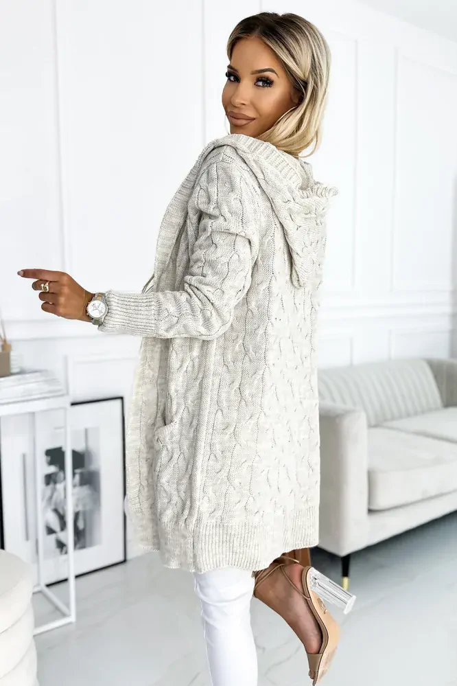 Numoco dámský kardigan 491-1 béžová univerzální