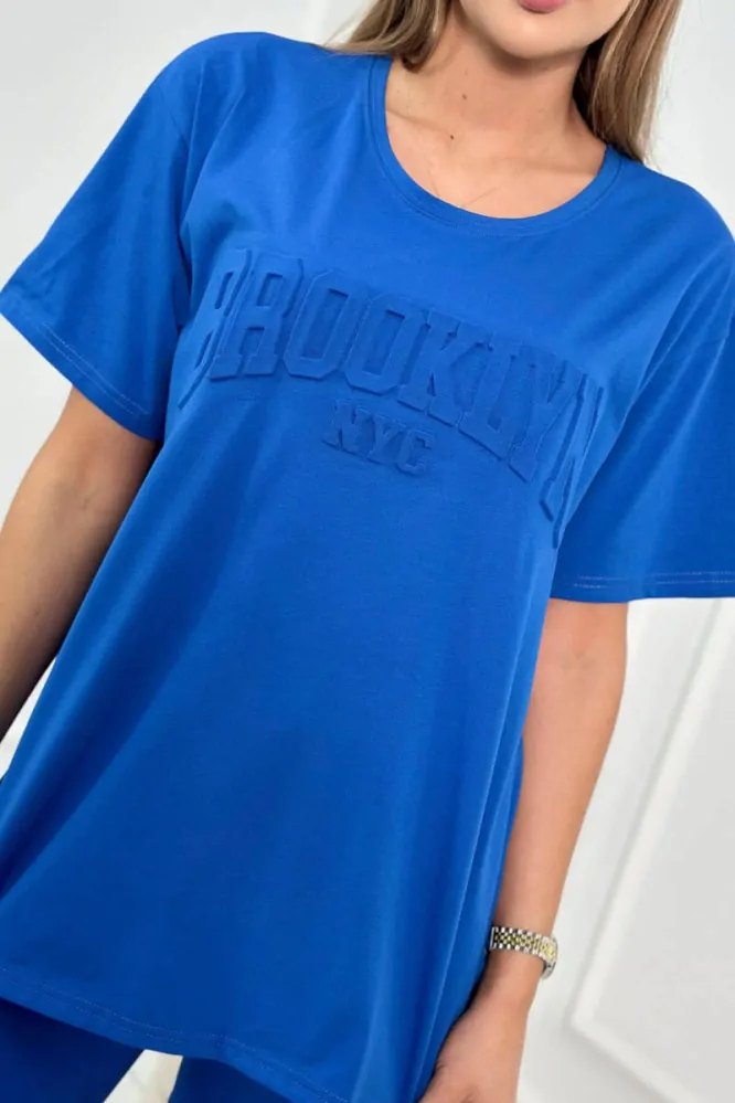 Dámská sportovní souprava komplet BROOKLYN tričko + legíny 709427-7 modrá univerzální