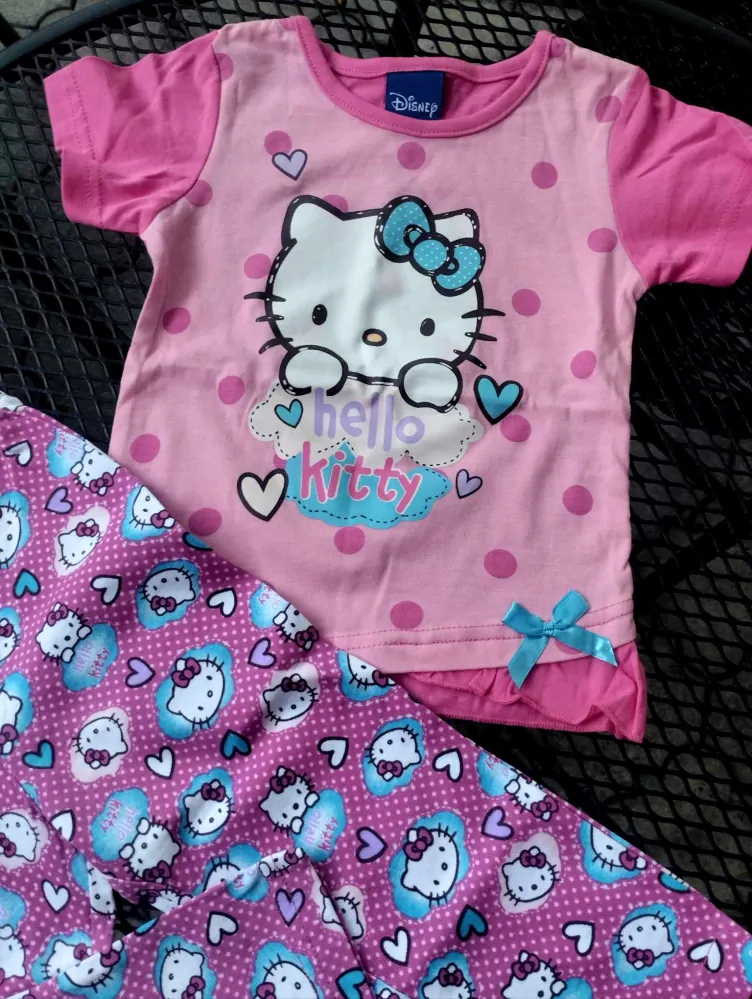 Dětské pyžamo Hello Kitty pro holky legíny a tričko s krátkým rukávem 7018745-2 růžová 92