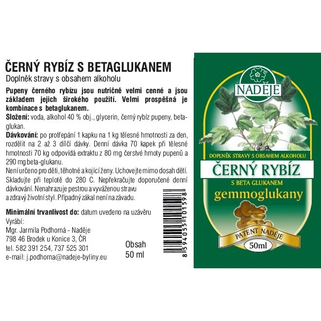 Naděje Černý rybíz s betaglukanem 50 ml - imunita, pokožka