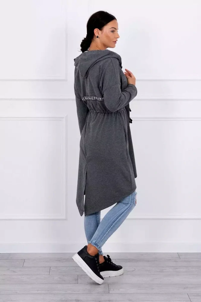 Dámská dlouhá MIKINA / BUNDA kardigan OVERSIZE 8998-11 šedá - univerzální S/M/L