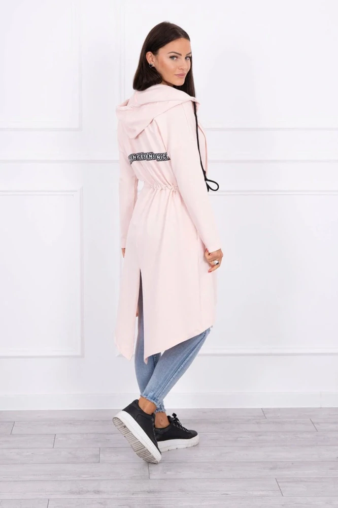 Dámská dlouhá MIKINA / BUNDA kardigan OVERSIZE 8998-1 růžová - univerzální S/M/L