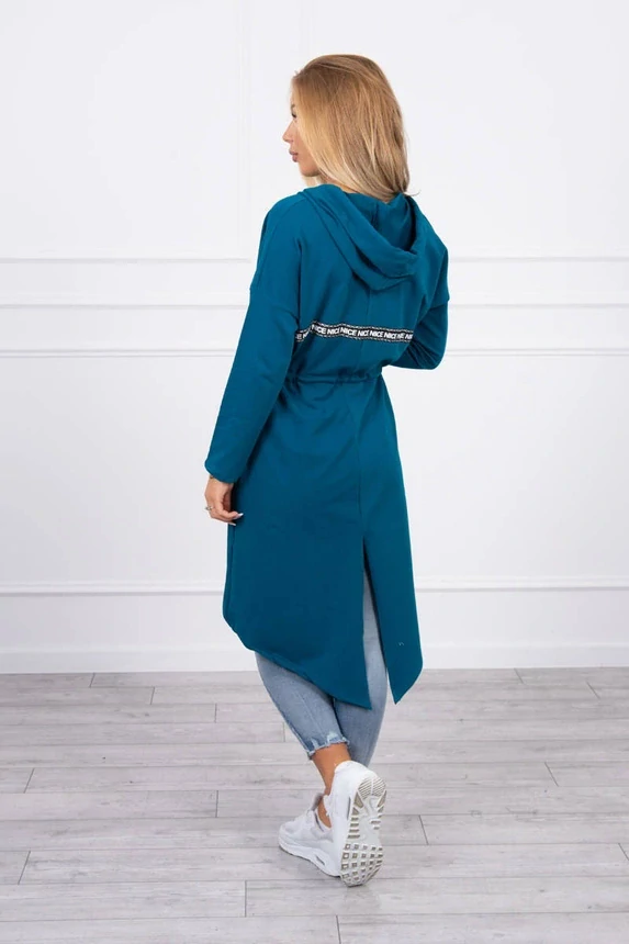 Dámská dlouhá MIKINA / BUNDA kardigan OVERSIZE 8998-3 modrá - univerzální S/M/L