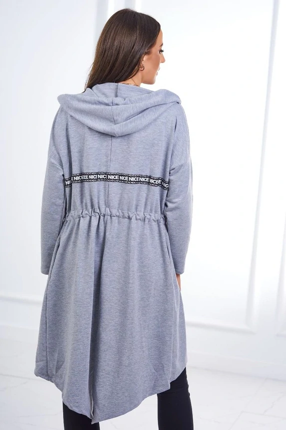 Dámská dlouhá MIKINA / BUNDA kardigan OVERSIZE 8998-71 světle šedá - univerzální S/M/L